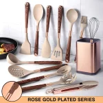 Gold Plated Handle Silicone Cooking Utensils Set